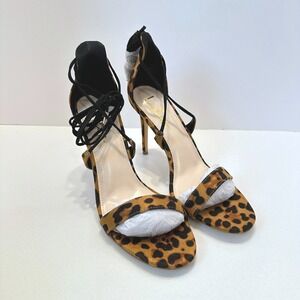 Lulus Aimee Leopard Print Lace Up Stiletto Heels Womens Size 9 Animal Print New